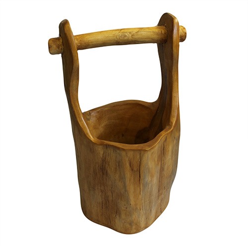Teak Well Root Basket Buckets Approx 28cm 